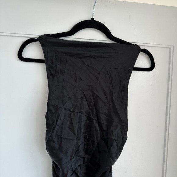 NWT Reformation Casette Midi Silk Dress Sz 8 Black Cowl Neck Open Back Cut-out - Picture 4 of 10